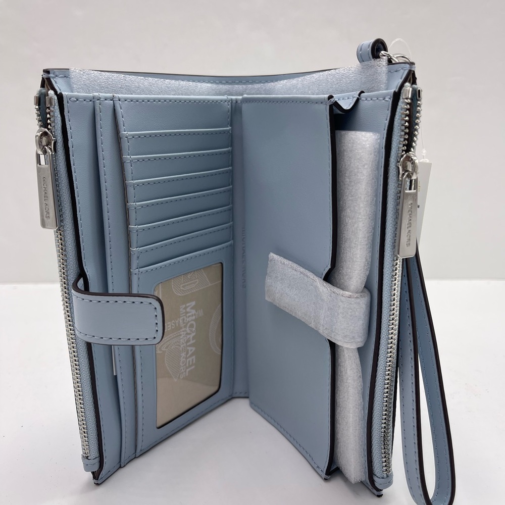 MICHAEL KORS JST Lg Double Zip Signature Logo Wristlet Wallet 
Pale Ocean 
NWT - Picture 13 of 16